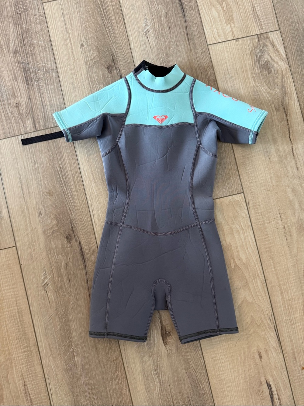 Roxy Kids Short Sleeve Rashguard Wetsuit - Mint & Gray